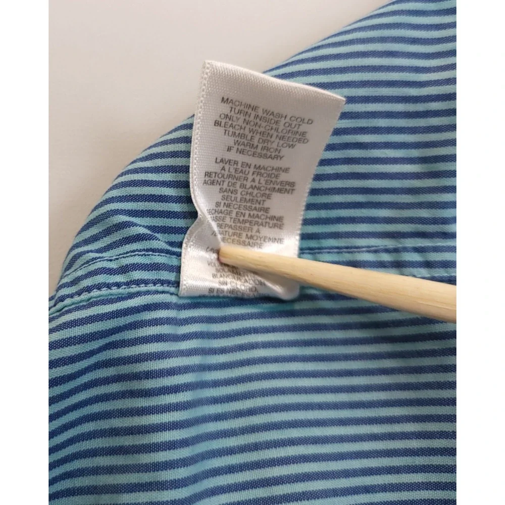 Michael Kors Button Down Shirt Stripe Ombre Men XXL Blue Long Sleeve Casual